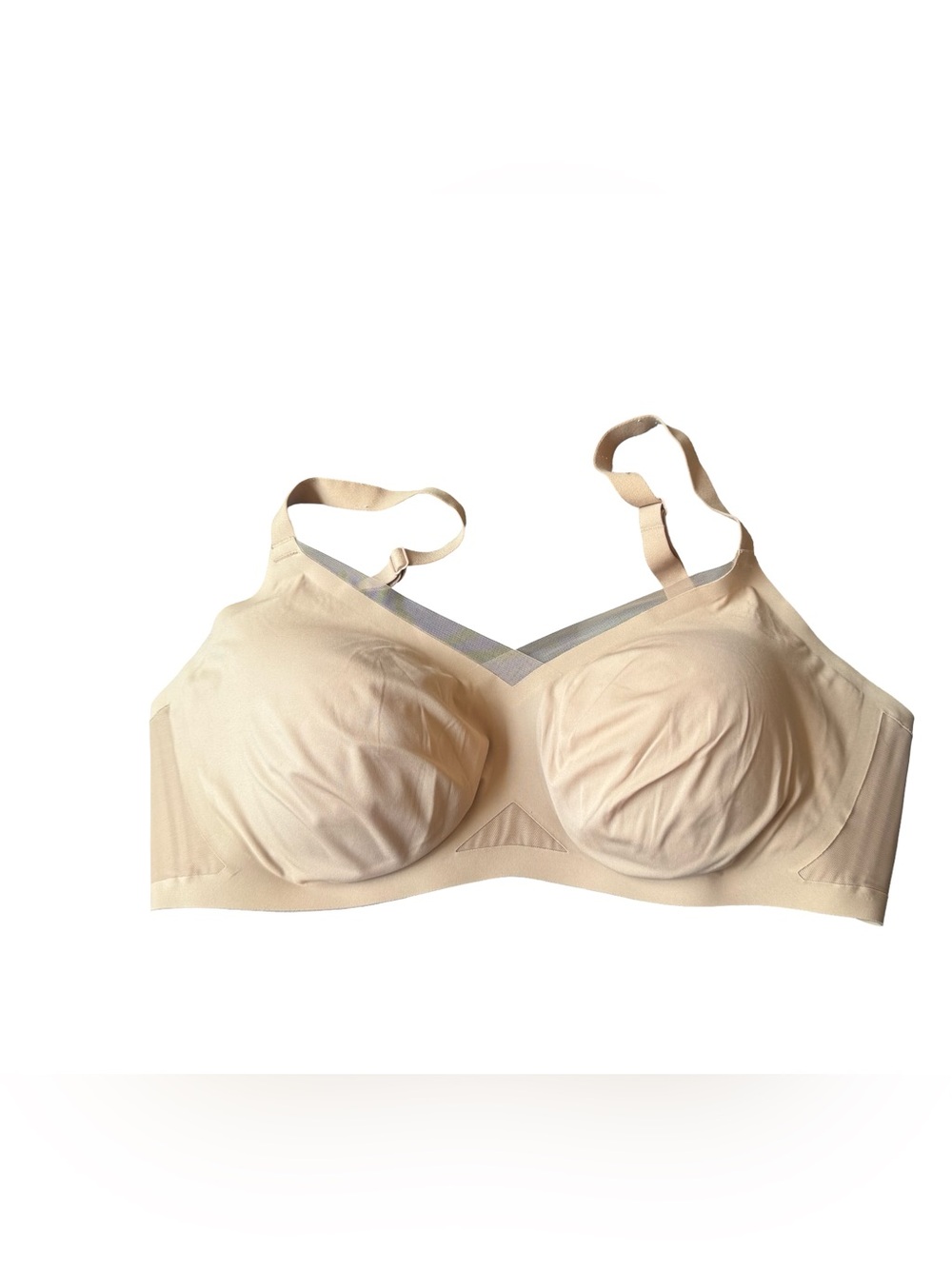 HoneyLove Bra Crossover Lift Silhouette Wireless Sand Nude Tan 2X Cup Size 42C/D